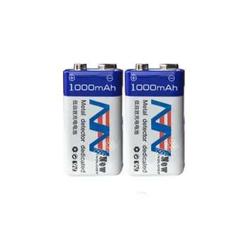 2pcs/lote Original de 9 v 1000mAh de litio ion recargable de la batería 6F22 batería recargable detector de metal de juguete recargable de la batería