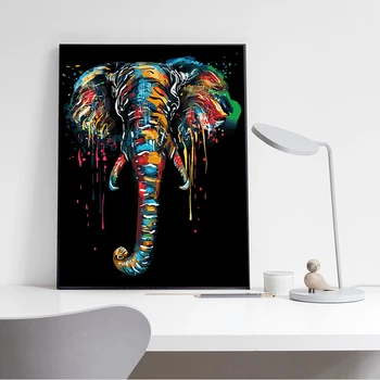 Graffiti Abstracto Colorido Elefante Arte Impresión De La Lona De Pintura De Animales De La Pared De La Imagen Sala De Estar Decoración Del Hogar Cartel