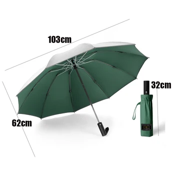 Anti-UV de plegado automático paraguas 10k de Vinilo impermeable a prueba de viento reflexivo paraguas de la Lluvia de Gabinete de Hombres Y Mujeres de Doble Uso Doble