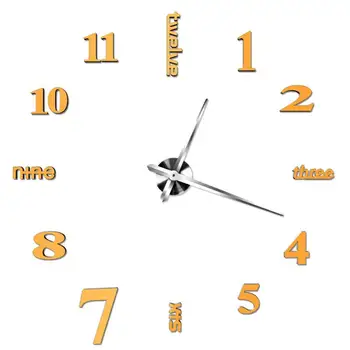 Acrílico Moderno Reloj de Pared BRICOLAJE 3D Espejo de la Superficie de la etiqueta Engomada del Hogar Decoración de la Oficina 11.3
