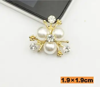 Perlas de diamantes de imitación de los botones de las flores para el cabello accesorios de botones de metal de plata de la galjanoplastia de 60pcs/lot envío gratis