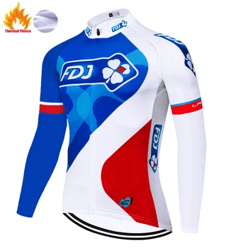 Invierno FDJ equipo de pro Térmico de Lana jersey de ciclismo manga larga de ciclismo ropa de Moto camisetas mtb camiseta de Bicicletas ropa hombre