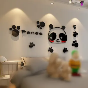 Bebé Pared de la Habitación de Decoración de dibujos animados Panda etiquetas Engomadas de la Pared De la Habitación de los Niños 3D Acrílico DIY Casa Pegatinas Calcomanías de Varios Tamaños de papel Tapiz