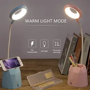Recargable lámpara de mesa LED Creativa Sostenedor de la Pluma Toque Lámpara de escritorio del Dormitorio de Estudiantes a los niños la Lectura de carga USB Noche de luz led