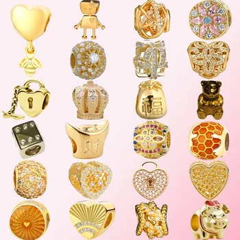 2019 el de la Plata Esterlina 925 de Oro en forma de Corazón Lock Charm Abalorios Damas Encanto de la Moda DIY de la Joyería del Envío Libre