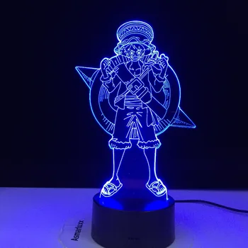 Led 3d Luz de la Noche de Anime lampe del Manga de One Piece Luffy Ace amistad lampe 7 Base Atmósfera Usb Alimentado por Batería yeezy xioami