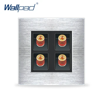 4 Pin Toma De Audio De Wallpad De Lujo De Metal Satinado Panel Eléctrico De Pared Enchufes Eléctricos Para El Hogar