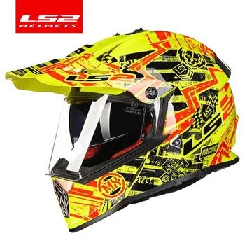 Auténtico LS2 MX436 off road casco de la motocicleta con parasol de Moto-Cross de motocross casco de doble lente de carreras de moto ECE demostrado