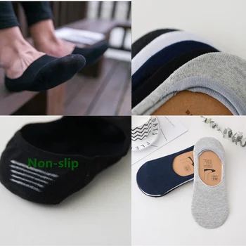 5 Pares de los Hombres Calcetines de Algodón de Verano Transpirable Invisible Barco Calcetines Antideslizantes Mocasines de Tobillo de Corte Bajo Calcetín Corto Masculino de Sox para los Zapatos
