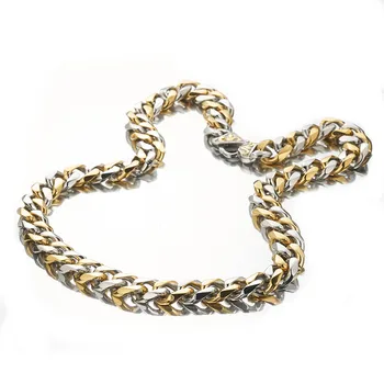 De lujo Collar de Oro de los Hombres Clásicos de Acero Inoxidable Pulido de 15MM Cadena Cubana de Hip Hop Rock Pareja de Moda Joyería de Moda
