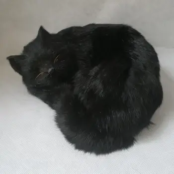 La vida real de juguete gato negro modelo sobre 25x15cm de polietileno&pieles de dormir cat modelo de la decoración del hogar accesorios ,modelo de regalo h0729