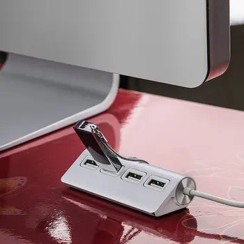 Caliente-USB HUB Premium, 4 Puerto de Aluminio Hub USB con 11 pulgadas de Cable Blindado para iMac, Macbook, PCs y Portátiles