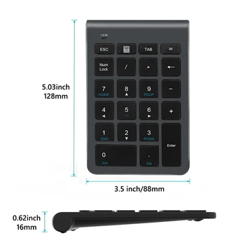 M. uruoi 2.4 G Inalámbrico de Teclado Digital con 22 Teclas Mini Teclado Numérico USB Portátil teclado numérico Para el ordenador Portátil PC Portátil de Escritorio Negro