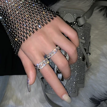 Brillante circón de cristal clásico de la apertura de las mujeres, los anillos de 2020 nueva chica sexy exagerada dedo accesorios de fiesta de la boda anillo de