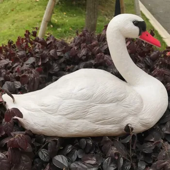 1PC de la Caza Blanca de Cebo de Jardín de Plástico Estanque de Ganso Decoración Cisne Blanco de Mascota