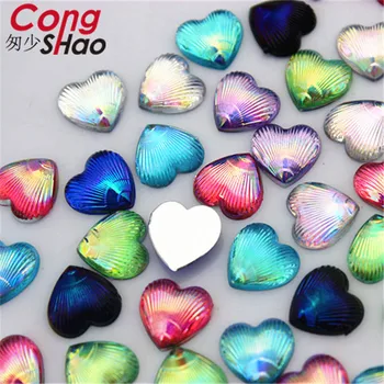 Cong Shao 200pcs 8mm AB de Corazón de Color de diamantes de imitación de Acrílico recorte de las piedras y los cristales de las planas Para el BRICOLAJE Ropa de Decoración Artesanal CS569