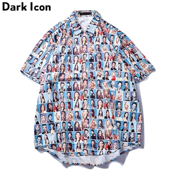 Oscuro Icono de Personaje Lleno Impreso Camiseta Retro de los Hombres 2019 Verano Nueva Moda Hip Hop Camisetas de Manga Corta Camisetas para los Hombres