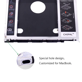 CHIPAL 10PCS Aluminio SATA 3.0 2º HDD Caddy 9.5 mm SSD HDD Caso Carcasa para Macbook Pro Air 13