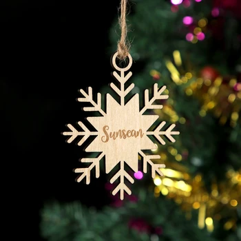 Personalizada de Copo de nieve de Madera Adornos de Navidad de BRICOLAJE de Madera de Artesanía de Navidad Ornamento de los materiales,Adornos de Navidad Regalos
