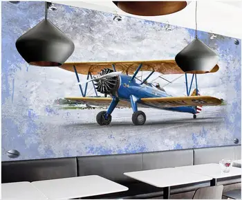 Foto 3d fondo de pantalla personalizado mural en la pared Retro avión de American industrial de estilo de la decoración del hogar, papel tapiz para paredes 3 d
