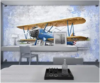 Foto 3d fondo de pantalla personalizado mural en la pared Retro avión de American industrial de estilo de la decoración del hogar, papel tapiz para paredes 3 d