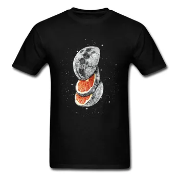 Lunar de la Fruta Camiseta Caprichosa de los Hombres la Ropa en 3D de la Luna Impreso Tops de Limón Pomelo Camisetas de Algodón de la Camiseta de la T-shirt Negro