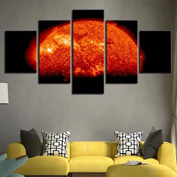 Lienzo HD Imprime la Pintura de la Pared de Arte cuadro 5 Piezas de Sun Star Imágenes de Luz Modular del Espacio Exterior Planeta Cartel de Vivir Decoración de la Habitación
