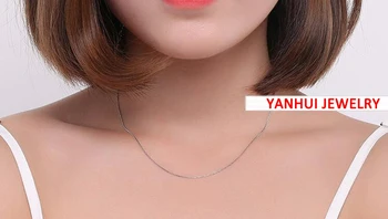 YANHUI Genuino de la Plata Esterlina 925 Collares para Mujer de Oro Blanco/Oro Rosa/Oro Amarillo Caja de Collar de Cadena Colgante para N002