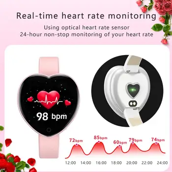 Mujeres Niñas Bluetooth Inteligente Reloj de Pulsera Monitor de Ritmo Cardíaco Clima Teléfono de Pantalla Mate Smartwatch para Android iPhone