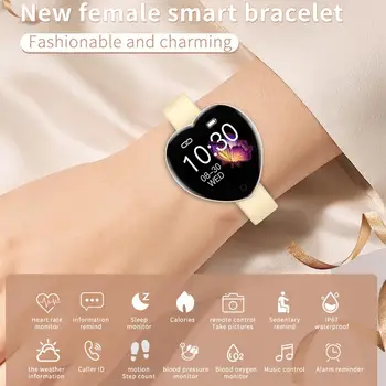Mujeres Niñas Bluetooth Inteligente Reloj de Pulsera Monitor de Ritmo Cardíaco Clima Teléfono de Pantalla Mate Smartwatch para Android iPhone