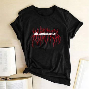 Ultraotolence la Impresión de las camisetas de las Mujeres de Verano Graphic Tees Goth Mujer Camisetas de Cuello redondo de Algodón de las Señoras Tops para los Adolescentes de la Moda