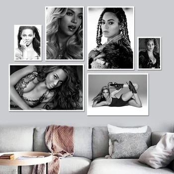 Beyonce Cartel de Super Cantante de Música de la Estrella de la Lona Posters y las Impresiones de Fotos de Fotos de Retrato de la Barra de Hotel Cafe Arte de Pared de la Decoración Mural