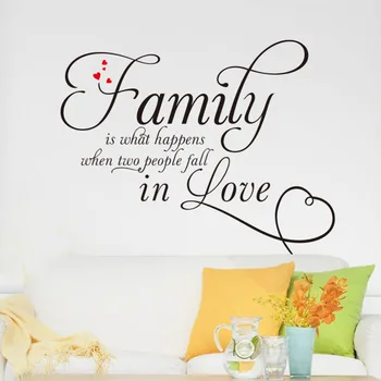El amor de la familia de 2017 NUEVO Dormitorio Sala de estar Telón de fondo Extraíble Impermeable Vinilo decoración etiqueta de la pared