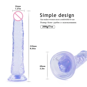 Realista de Cristal de Consoladores Jelly Polla de la Copa de Succión Pene Artificial Masturbador Femenino Punto G Vaginal Masajeador de los juguetes sexuales para Mujeres