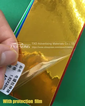 Los 50CM*100/200/300/400/500CM de Alta elástico de Oro espejo de la película de Cromo Espejo Envoltura de Vinilo Hoja de Película de Rollo de etiqueta Engomada del Coche Decal Hoja