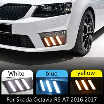 2Pcs LED DRL de conducción Diurna Luces de marcha Diurna de la cubierta del agujero de envío gratis para Skoda Octavia RS A7 2016 2017