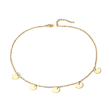 ZORCVENS Nueva Moda de Tono Oro Moneda de Gargantilla Collar de Mujer de Acero Inoxidable kolye colar Accesorios