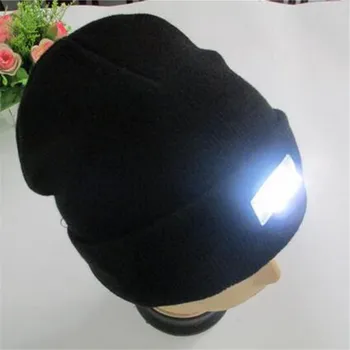 5-LED encendido Tapa de Invierno Cálido Gorro de Pesca Camping Sombrero de 2 Colores