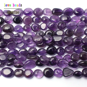 8-10mm irregular natural púrpura de cristal de piedra suelta perlas para la joyería 15inches
