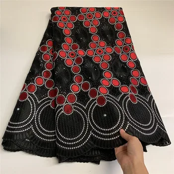 Nigeria encaje de tela de tela de algodón bordado suizo voile de encaje de áfrica seco cordón para el vestido