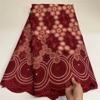 Nigeria encaje de tela de tela de algodón bordado suizo voile de encaje de áfrica seco cordón para el vestido