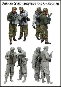 1/35 Figuras de Resina Modelo ket de la segunda guerra mundial ALEMÁN STUG TRIPULANTE Y GRANADERO Unassambled Sin pintar