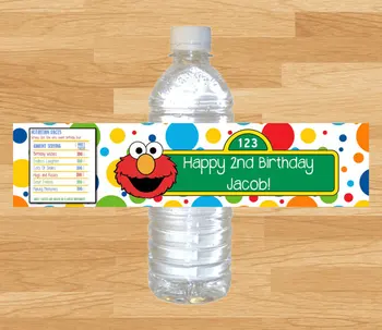 Personalizado Personalizado Elmo De Sesame Street Botella De Agua De Las Etiquetas De Los Contenedores De Palo Bebé De La Fiesta De Cumpleaños Decoraciones De Artículos Escolares Para Los Niños