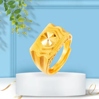 VAMOOSY ondulación de la forma de Diseño Simple hombre de la Ronda de Anillos de Oro 24K de la moda de Joyería de la Boda Para los Hombres y Mujeres Amante de los anillos bague