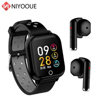 NIYOQUE M6 auricular Bluetooth MP3 Reloj Inteligente Hombres 5ATM monitor de Ritmo Cardíaco Llamada/Mensaje de Recordatorio Smartwatch de las Mujeres para Android iOS