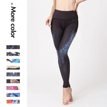 De secado rápido de la Aptitud de la Yoga Pantalones de cintura Alta Formación Delgado Leggings Gimnasio de Deportes de Mallas de Correr Trotar Barriga de Control de Impresión Pantalones
