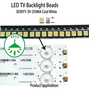 Yongyuekeji 200pcs/lote nuevo de led de smd 3030 3v 350ma 1w lámpara de perlas blanco fresco para la reparación de tv lcd luz de fondo de la barra caliente