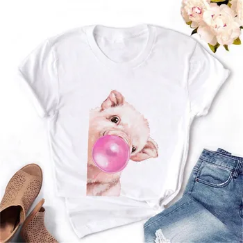 Koala Goma de Mascar de Impresión de las Mujeres Camiseta de Verano Casual Divertido Gráfico T Shirt Regalos para Dama Yong Chica Linda Mujer Tops Camisetas
