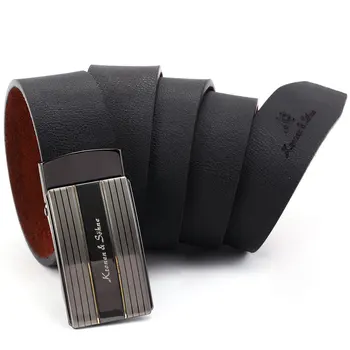Negocio Nuevo Auténtico Elegante de color Negro de los Hombres de Cuero Genuino de Bloqueo Automático de Ajuste del Cinturón de 20 a 49 pulgadas de Longitud Ajustable /KB032