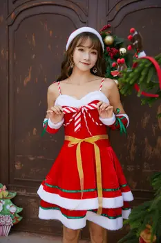 La navidad trajes de santa claus Cosplay de Navidad Decoración de Navidad trajes de fiesta de Navidad Traje de doncella de nieve de la ropa de Cosplay